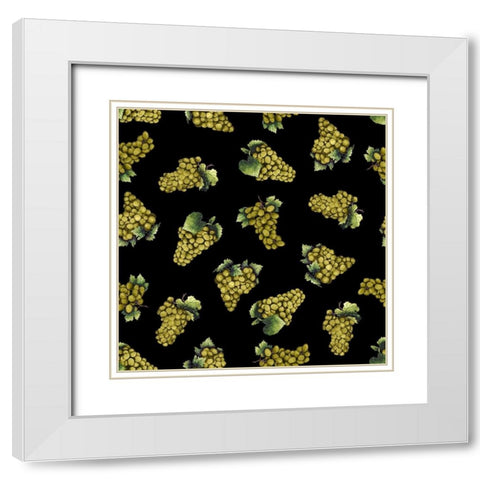 Wine Grapes Pattern B White Modern Wood Framed Art Print with Double Matting by Baker, Mary Beth