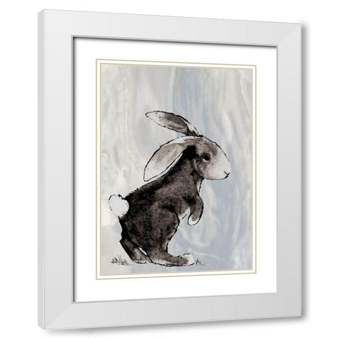 Bunny on Marble II White Modern Wood Framed Art Print with Double Matting by Diannart