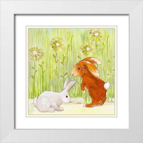The Bunnies I White Modern Wood Framed Art Print with Double Matting by Diannart