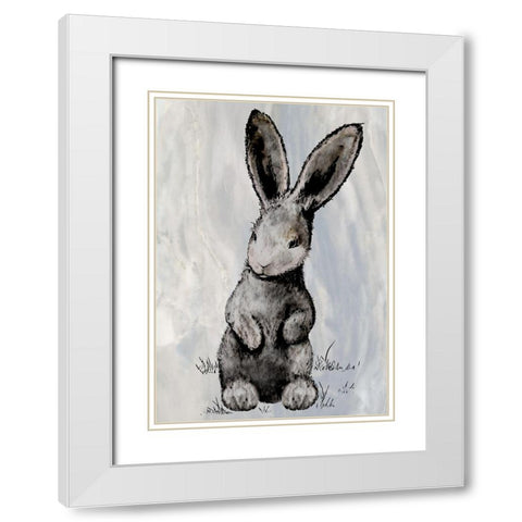 Bunny on Marble III White Modern Wood Framed Art Print with Double Matting by Diannart