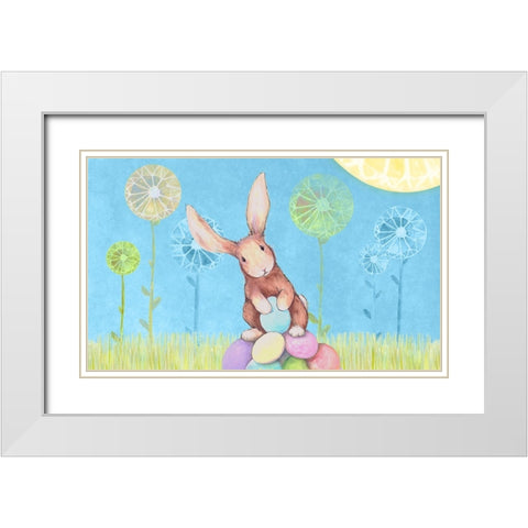 Easter Bunny White Modern Wood Framed Art Print with Double Matting by Diannart