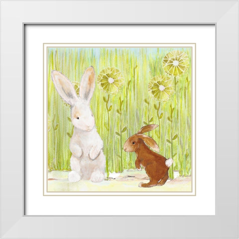 The Bunnies II White Modern Wood Framed Art Print with Double Matting by Diannart