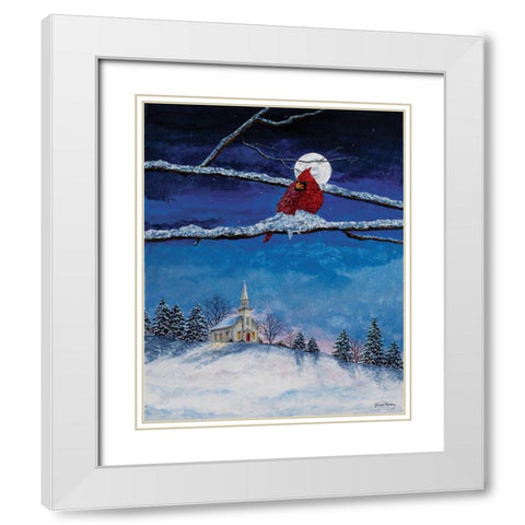Little White Church On Hill White Modern Wood Framed Art Print with Double Matting by Redding, James