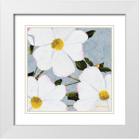 White Floral II White Modern Wood Framed Art Print with Double Matting by Redding, James