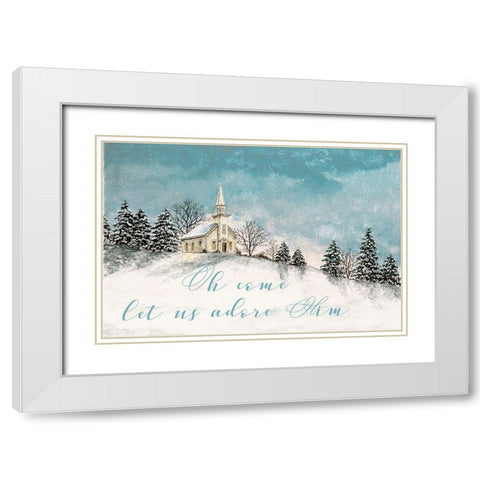 Let Us Adore Him White Modern Wood Framed Art Print with Double Matting by Redding, James