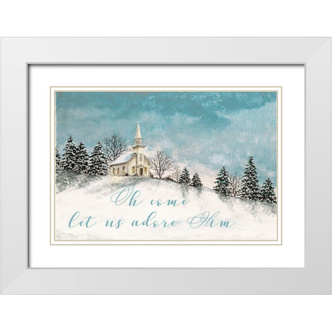 Let Us Adore Him White Modern Wood Framed Art Print with Double Matting by Redding, James