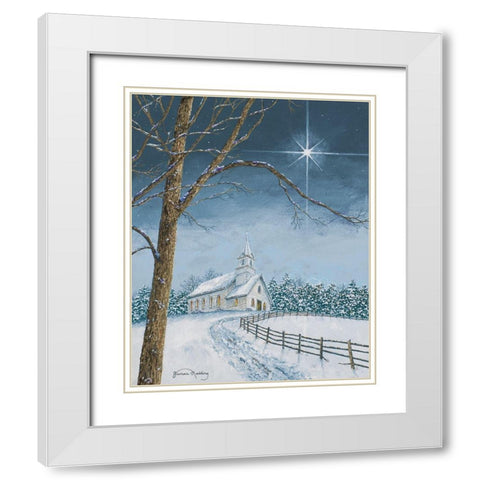 Shining Holiday Star White Modern Wood Framed Art Print with Double Matting by Redding, James