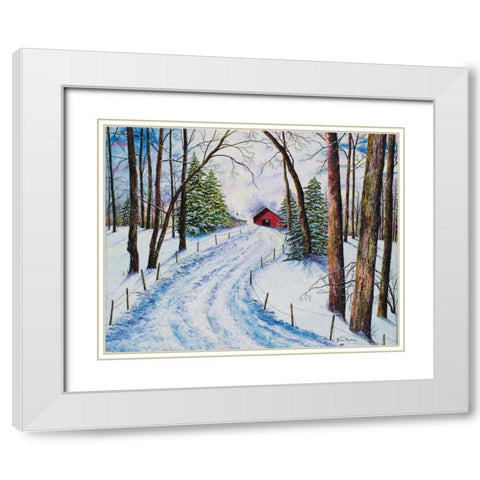 Winters Glow White Modern Wood Framed Art Print with Double Matting by Redding, James