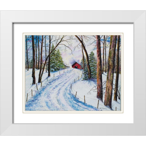 Winters Glow White Modern Wood Framed Art Print with Double Matting by Redding, James