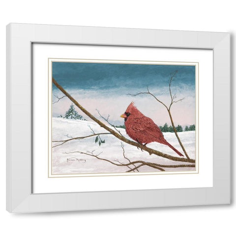 Auburn Cardinal White Modern Wood Framed Art Print with Double Matting by Redding, James