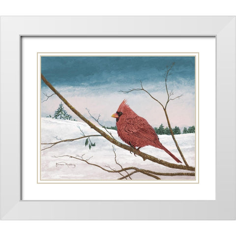 Auburn Cardinal White Modern Wood Framed Art Print with Double Matting by Redding, James