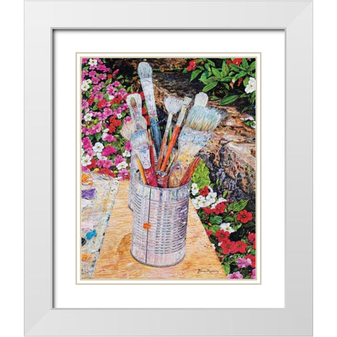 Happy Place White Modern Wood Framed Art Print with Double Matting by Redding, James