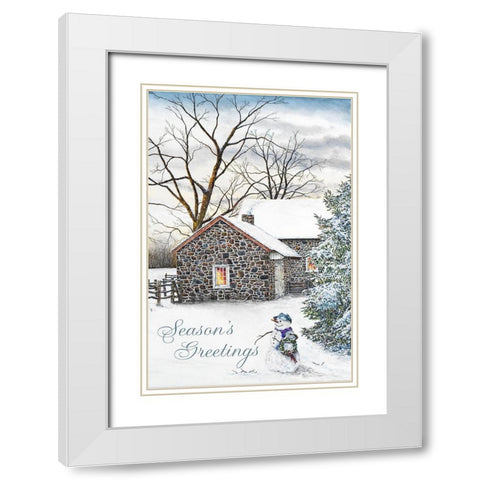 Seasons Greetings White Modern Wood Framed Art Print with Double Matting by Redding, James