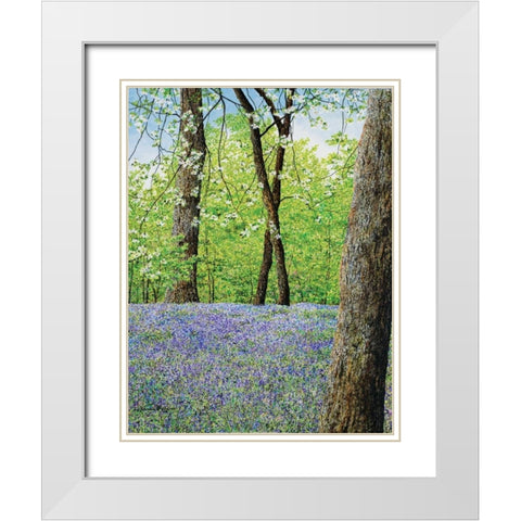 Blue Bells White Modern Wood Framed Art Print with Double Matting by Redding, James