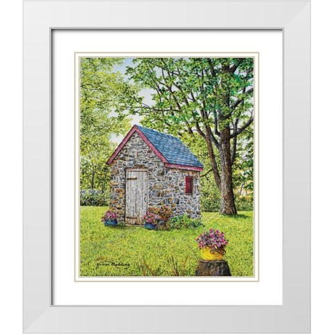 Spring At The Springhouse White Modern Wood Framed Art Print with Double Matting by Redding, James