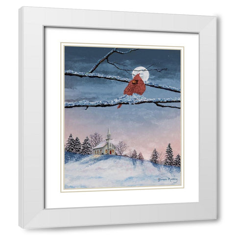 Winter Church Nights White Modern Wood Framed Art Print with Double Matting by Redding, James