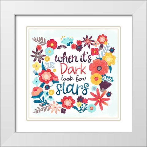 Look For The Stars White Modern Wood Framed Art Print with Double Matting by Josefina