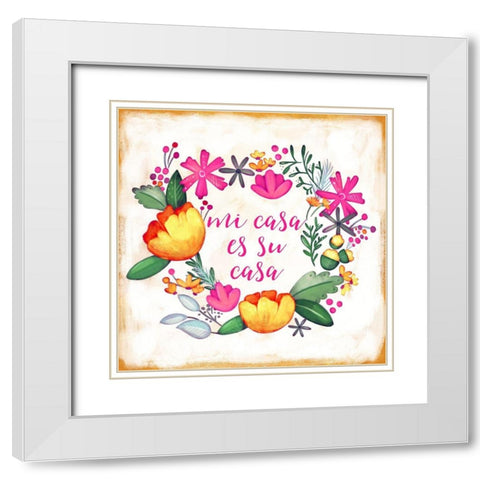 Mi Casa Es Su Casa White Modern Wood Framed Art Print with Double Matting by Josefina