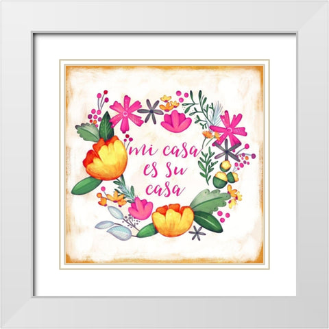 Mi Casa Es Su Casa White Modern Wood Framed Art Print with Double Matting by Josefina