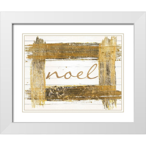 Gold Noel White Modern Wood Framed Art Print with Double Matting by Pinto, Patricia