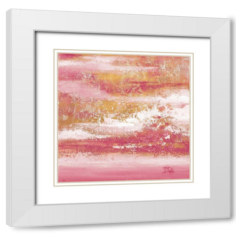 Unpredictable Pinks and Gold White Modern Wood Framed Art Print with Double Matting by Pinto, Patricia