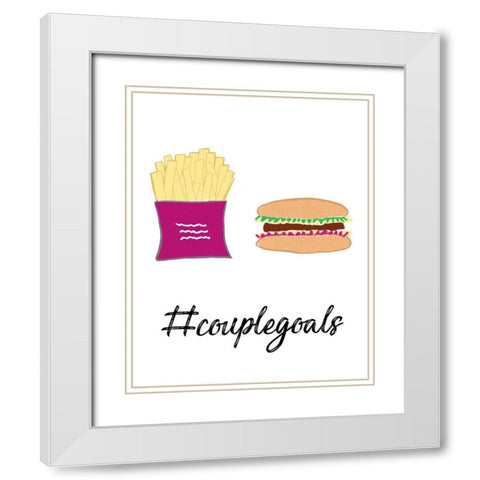 Hashtag Couplegoals White Modern Wood Framed Art Print with Double Matting by Edwins, Hugo