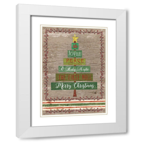 Wooden Christmas I White Modern Wood Framed Art Print with Double Matting by Metz, Andi