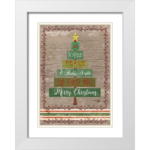 Wooden Christmas I White Modern Wood Framed Art Print with Double Matting by Metz, Andi