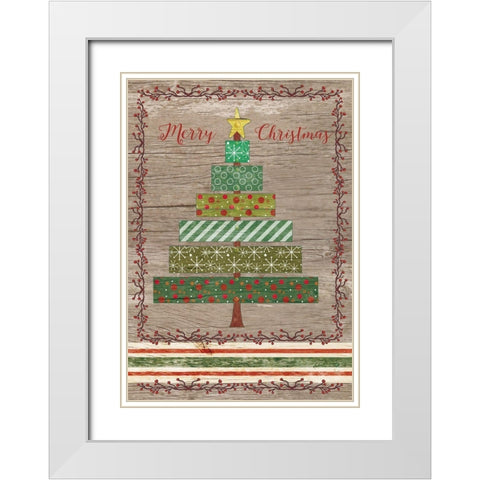 Wooden Christmas II White Modern Wood Framed Art Print with Double Matting by Metz, Andi