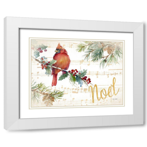 Holiday Cardinal II White Modern Wood Framed Art Print with Double Matting by Loreth, Lanie