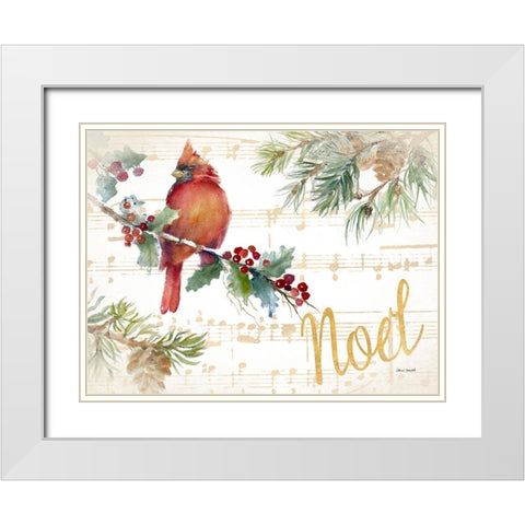 Holiday Cardinal II White Modern Wood Framed Art Print with Double Matting by Loreth, Lanie