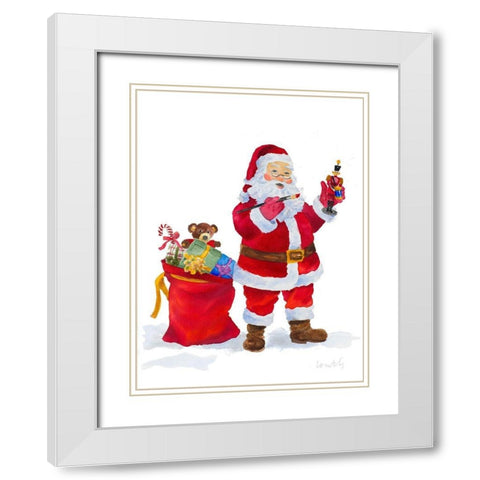 Workshop Santa White Modern Wood Framed Art Print with Double Matting by Loreth, Lanie