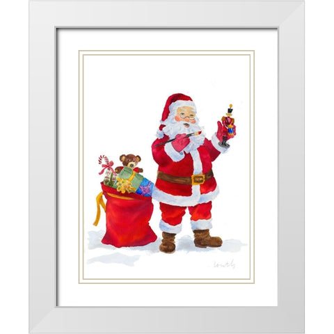 Workshop Santa White Modern Wood Framed Art Print with Double Matting by Loreth, Lanie