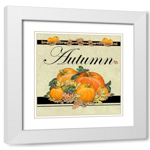 Autumn Pumpkins White Modern Wood Framed Art Print with Double Matting by Diannart