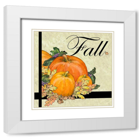 Fall Pumpkins White Modern Wood Framed Art Print with Double Matting by Diannart