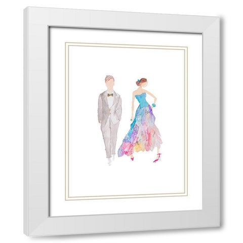 Ballroom Couple White Modern Wood Framed Art Print with Double Matting by James, Nola