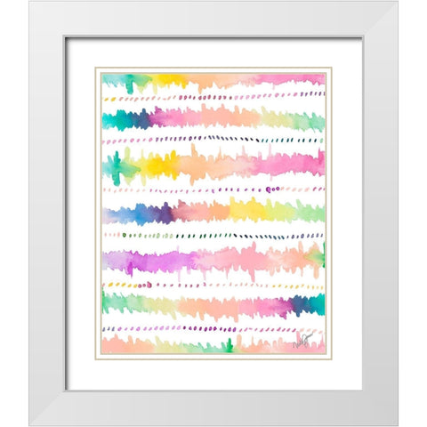 Colorful Bands I White Modern Wood Framed Art Print with Double Matting by James, Nola