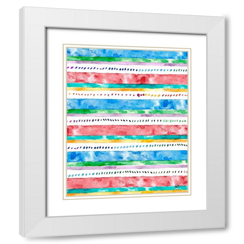 Colorful Bands II White Modern Wood Framed Art Print with Double Matting by James, Nola