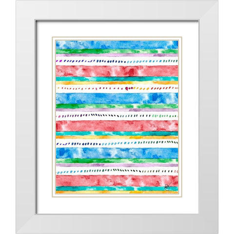 Colorful Bands II White Modern Wood Framed Art Print with Double Matting by James, Nola
