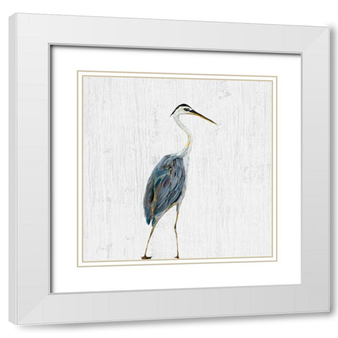 Heron on Whitewash II White Modern Wood Framed Art Print with Double Matting by DeRice, Julie
