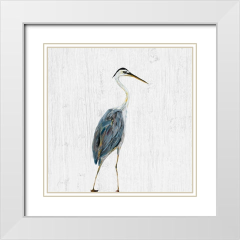 Heron on Whitewash II White Modern Wood Framed Art Print with Double Matting by DeRice, Julie