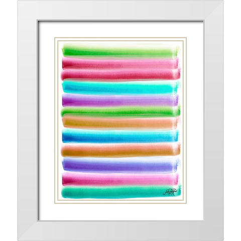 Colorful Stripes Pattern I White Modern Wood Framed Art Print with Double Matting by DeRice, Julie