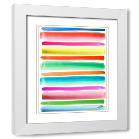 Colorful Stripes Pattern II White Modern Wood Framed Art Print with Double Matting by DeRice, Julie