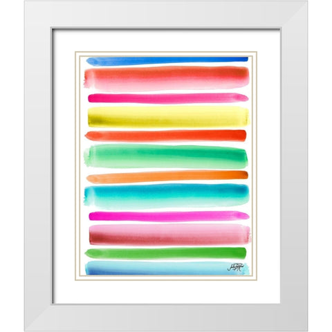 Colorful Stripes Pattern II White Modern Wood Framed Art Print with Double Matting by DeRice, Julie