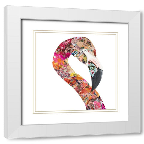 Flamingo Party I White Modern Wood Framed Art Print with Double Matting by Ritter, Gina