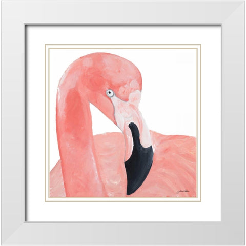 Pink Party of Four II White Modern Wood Framed Art Print with Double Matting by Ritter, Gina