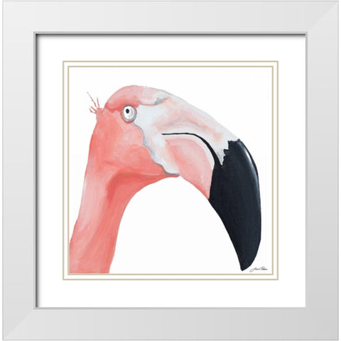 Pink Party of Four III White Modern Wood Framed Art Print with Double Matting by Ritter, Gina