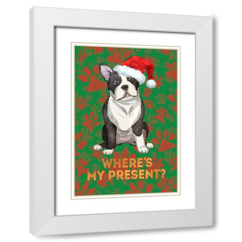 Santas Best Friend White Modern Wood Framed Art Print with Double Matting by SD Graphics Studio