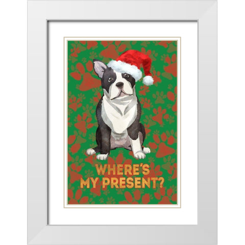 Santas Best Friend White Modern Wood Framed Art Print with Double Matting by SD Graphics Studio