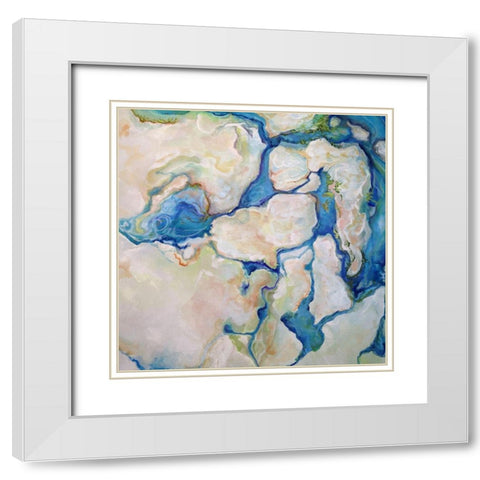 Along the Spring Flow I White Modern Wood Framed Art Print with Double Matting by Diannart